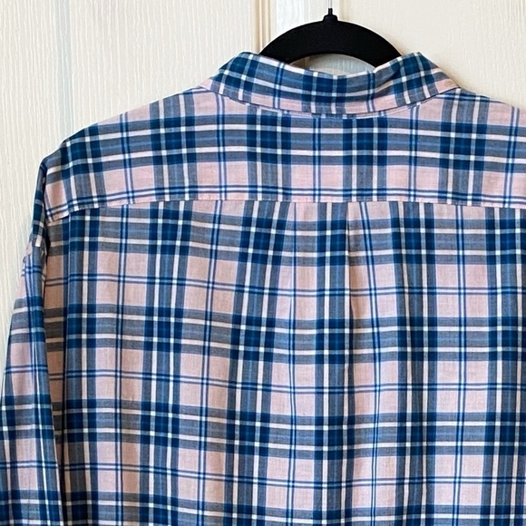 J. Crew Secret Wash Heather Poplin Slim Shirt Long Sleeve Plaid Pink Blue XXL - Picture 4 of 8